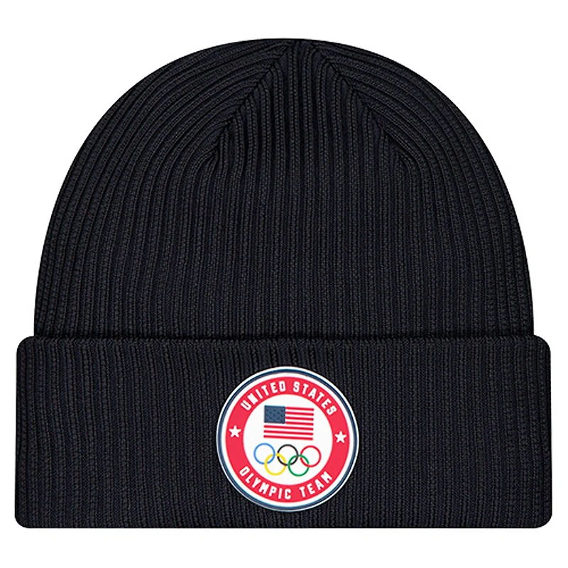 Men's New Era  Black Team USA Cuffed Knit Hat