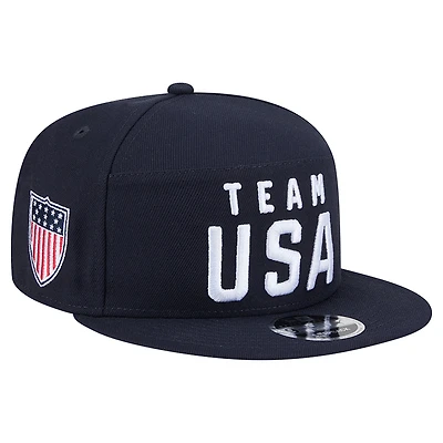 Men's New Era  Navy Team USA Side Patch 9FIFTY Split Panel Snapback Hat