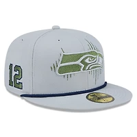 Men's New Era  Wolf Gray Seattle Seahawks 2025 Rivalries Collection Sideline Rope 59FIFTY Fitted Hat