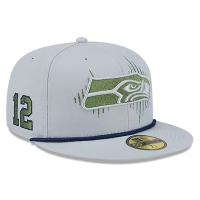 Men's New Era  Wolf Gray Seattle Seahawks 2025 Rivalries Collection Sideline Rope 59FIFTY Fitted Hat