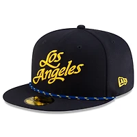 Men's New Era  Midnight Blue Los Angeles Rams 2025 Rivalries Collection Sideline Rope 59FIFTY Fitted Hat