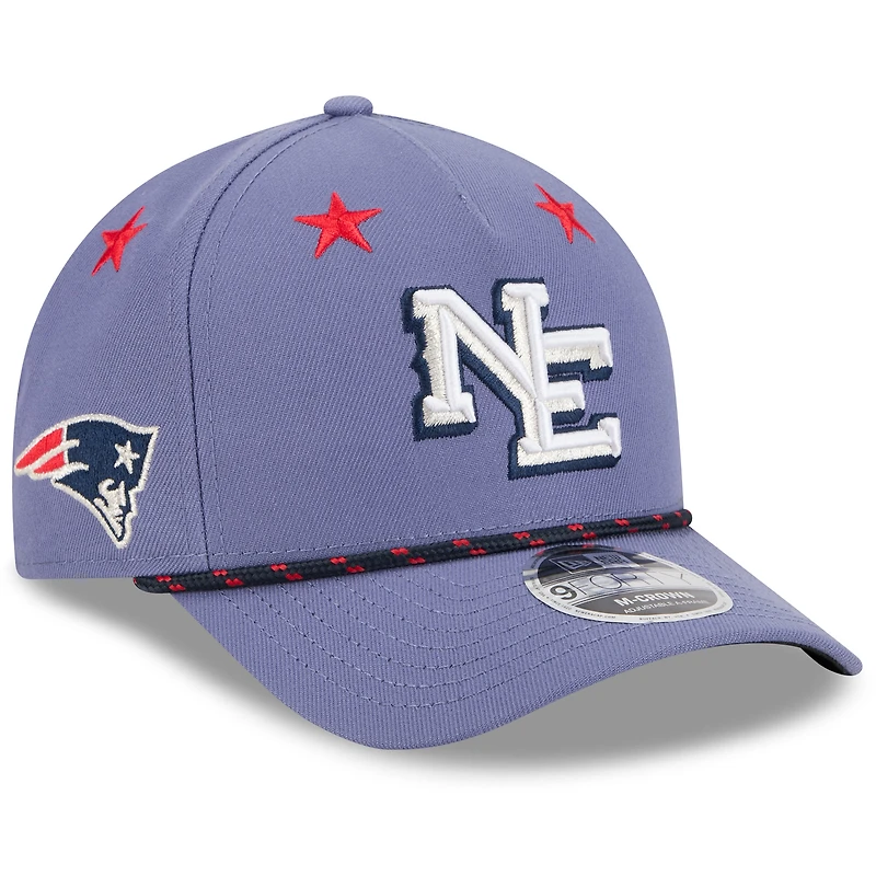 Men's New Era Storm Blue New England Patriots 2025 Rivalries Collection Sideline A-Frame 9FORTY Adjustable Hat