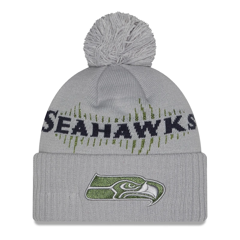 Men's New Era  Wolf Gray Seattle Seahawks 2025 Rivalries Collection Sideline Cuffed Knit Hat with Pom