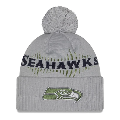 Men's New Era  Wolf Gray Seattle Seahawks 2025 Rivalries Collection Sideline Cuffed Knit Hat with Pom