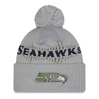 Men's New Era  Wolf Gray Seattle Seahawks 2025 Rivalries Collection Sideline Cuffed Knit Hat with Pom