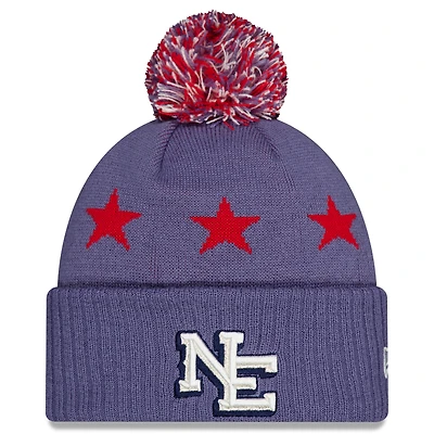 Men's New Era  Storm Blue New England Patriots 2025 Rivalries Collection Sideline Cuffed Knit Hat with Pom