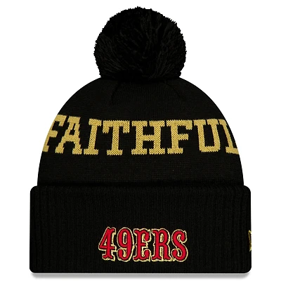 Men's New Era  Black San Francisco 49ers 2025 Rivalries Collection Sideline Cuffed Knit Hat with Pom