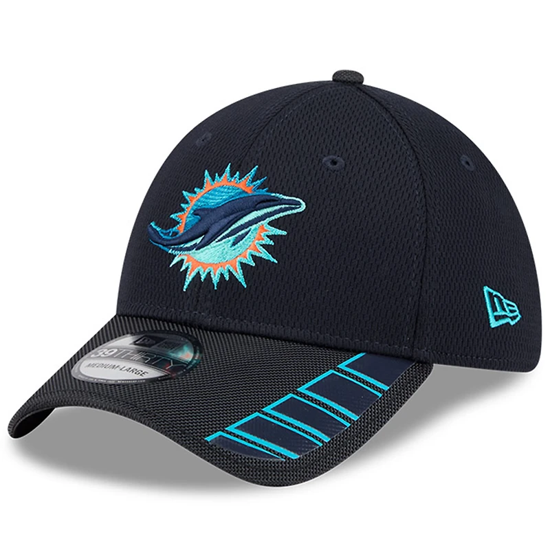 Men's New Era Pitch Blue Miami Dolphins 2025 Rivalries Collection Fan Pack 39THIRTY Flex Hat