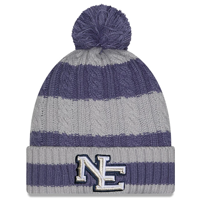 Women's New Era Storm Blue New England Patriots 2025 Rivalries Collection Braided Cuffed Knit Hat with Pom