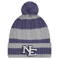 Women's New Era Storm Blue New England Patriots 2025 Rivalries Collection Braided Cuffed Knit Hat with Pom