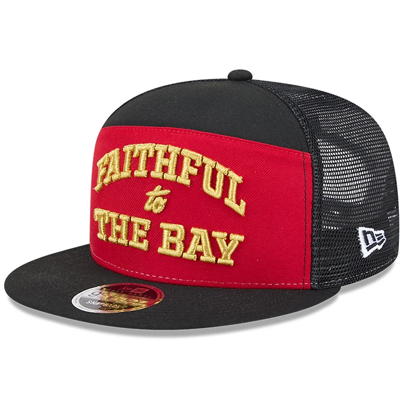 Men's New Era  Scarlet/Black San Francisco 49ers 2025 Rivalries Collection Team Split Panel 9FIFTY Snapback Hat