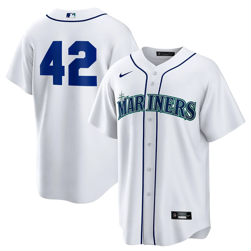 Men's Nike White Seattle Mariners Home  2025 Jackie Robinson Day Replica Jersey
