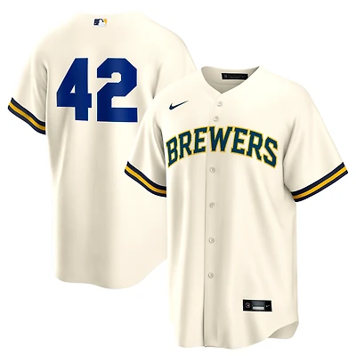 Men's Nike Cream Milwaukee Brewers Home  2025 Jackie Robinson Day Replica Jersey