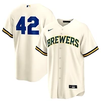 Men's Nike Cream Milwaukee Brewers Home  2025 Jackie Robinson Day Replica Jersey