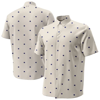 Men's Under Armour  Tan Notre Dame Fighting Irish Gameday Armourfuse Camp Button-Up Shirt
