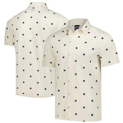 Men's Under Armour  Tan Notre Dame Fighting Irish Gameday Armourfuse Camp Button-Up Shirt