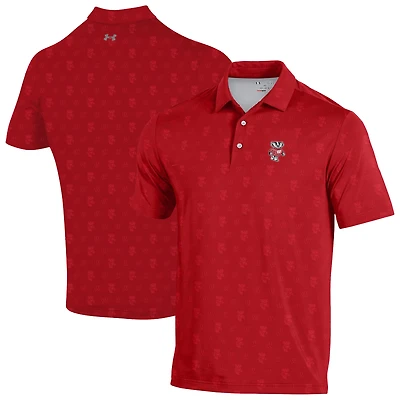 Men's Under Armour Red Wisconsin Badgers Gameday Armourfuse Polo