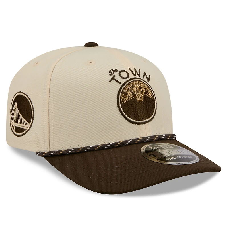 Men's New Era Cream/Brown Golden State Warriors 2025/26 City Edition 9SEVENTY Adjustable Hat