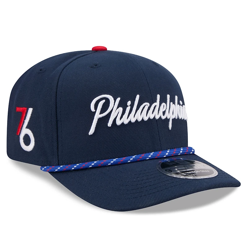 Men's New Era Navy Philadelphia 76ers 2025/26 City Edition 9SEVENTY Adjustable Hat