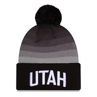 Men's New Era Gray/Black Utah Jazz 2025/26 City Edition Cuffed Knit Hat with Pom