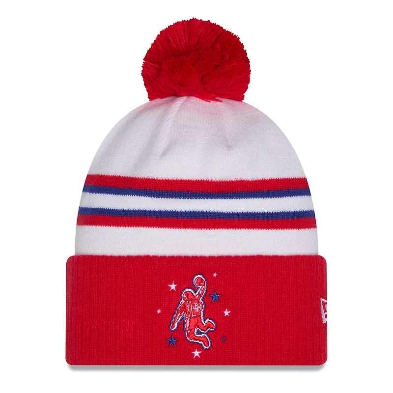 Men's New Era White/Red Houston Rockets 2025/26 City Edition Cuffed Knit Hat with Pom