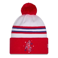 Men's New Era White/Red Houston Rockets 2025/26 City Edition Cuffed Knit Hat with Pom
