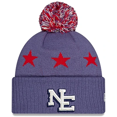Youth New Era  Storm Blue New England Patriots 2025 Rivalries Collection Sideline Cuffed Knit Hat with Pom