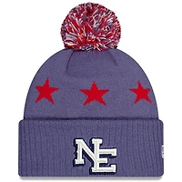 Youth New Era  Storm Blue New England Patriots 2025 Rivalries Collection Sideline Cuffed Knit Hat with Pom