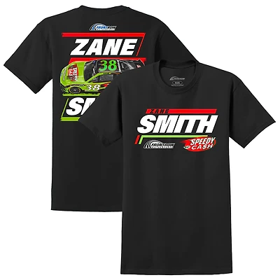 Men's Front Row Motorsports Black Zane Smith Speedy Cash Car T-Shirt