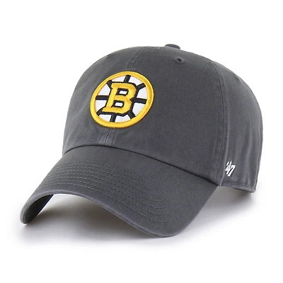 Men's '47  Charcoal Boston Bruins Core Logo Clean Up Adjustable Hat