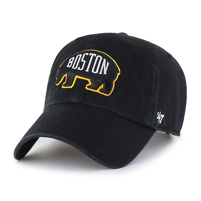 Men's '47  Black Boston Bruins Alternate Logo Clean Up Adjustable Hat