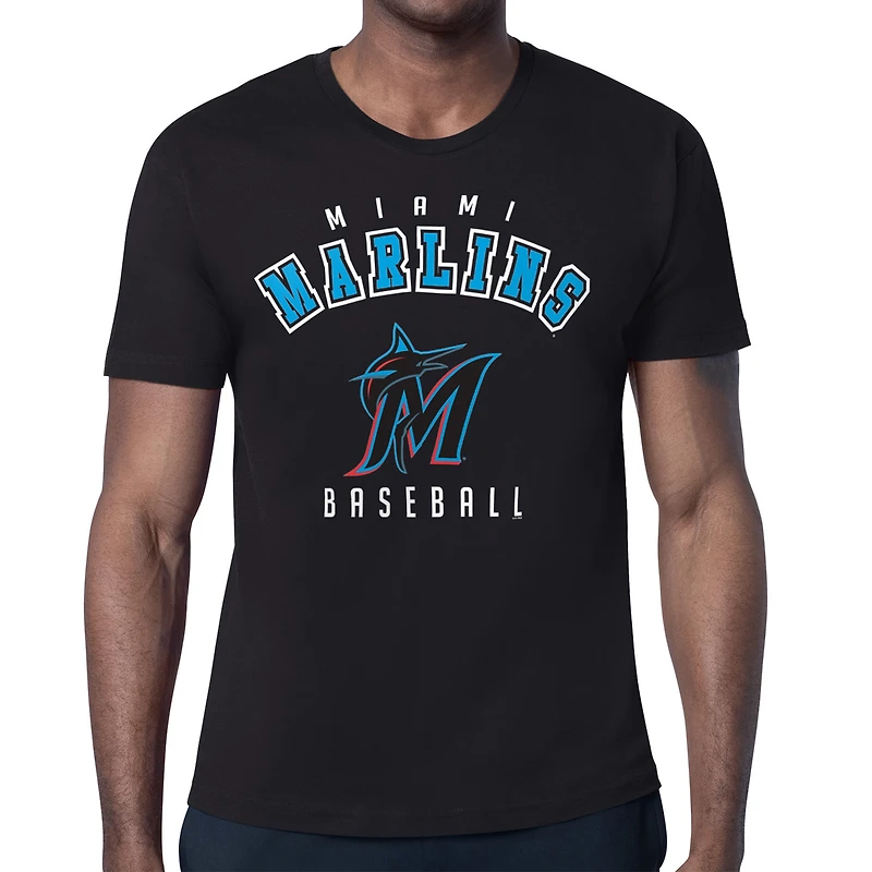 Men's Starter Black Miami Marlins Team Logo T-Shirt