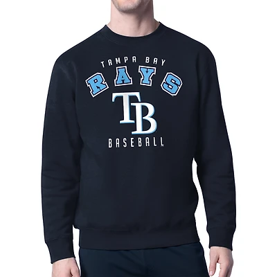 Men's Starter Navy Tampa Bay Rays Team Logo Fleece Pullover Sweatshirt