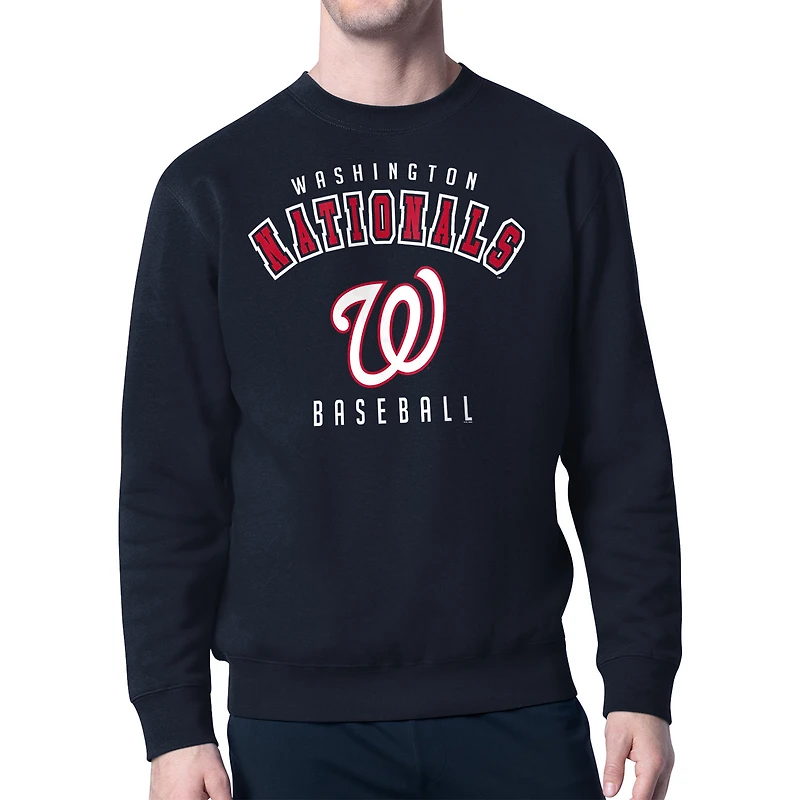 Men's Starter Navy Washington Nationals Team Logo Fleece Pullover Sweatshirt