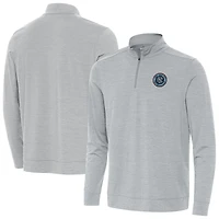 Men's Antigua Heather Gray New York City FC Bright Quarter-Zip Pullover