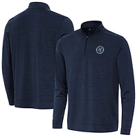 Men's Antigua Heather Navy New York City FC Bright Quarter-Zip Pullover