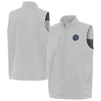 Men's Antigua Heather Gray New York City FC Brisk Full-Zip Vest