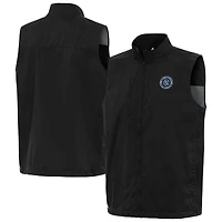 Men's Antigua Black New York City FC Brisk Full-Zip Vest