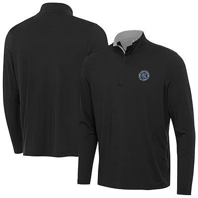 Men's Antigua Black New York City FC Content Quarter-Zip Sweatshirt