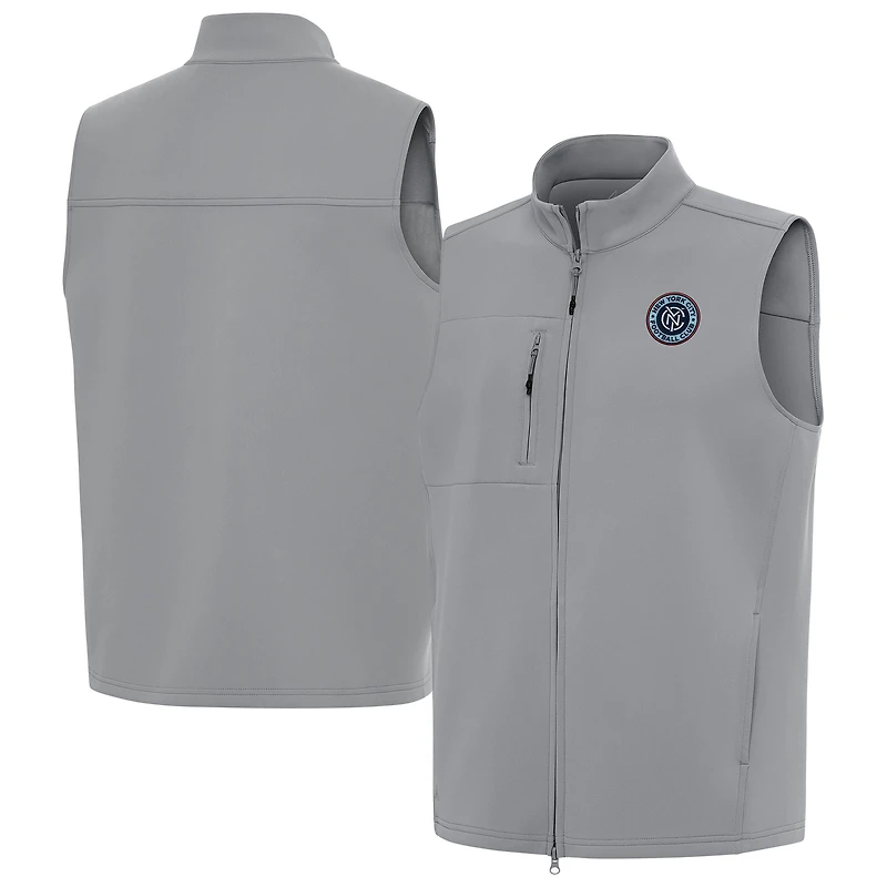 Men's Antigua Gray New York City FC Demand Full-Zip Vest