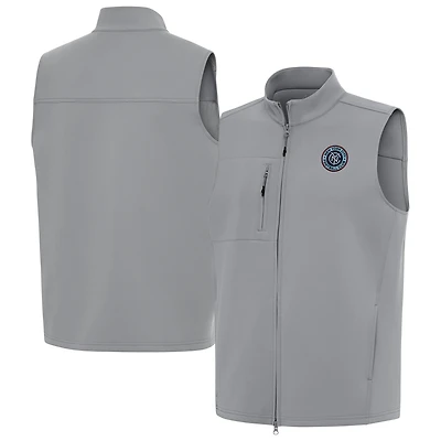 Men's Antigua Gray New York City FC Demand Full-Zip Vest