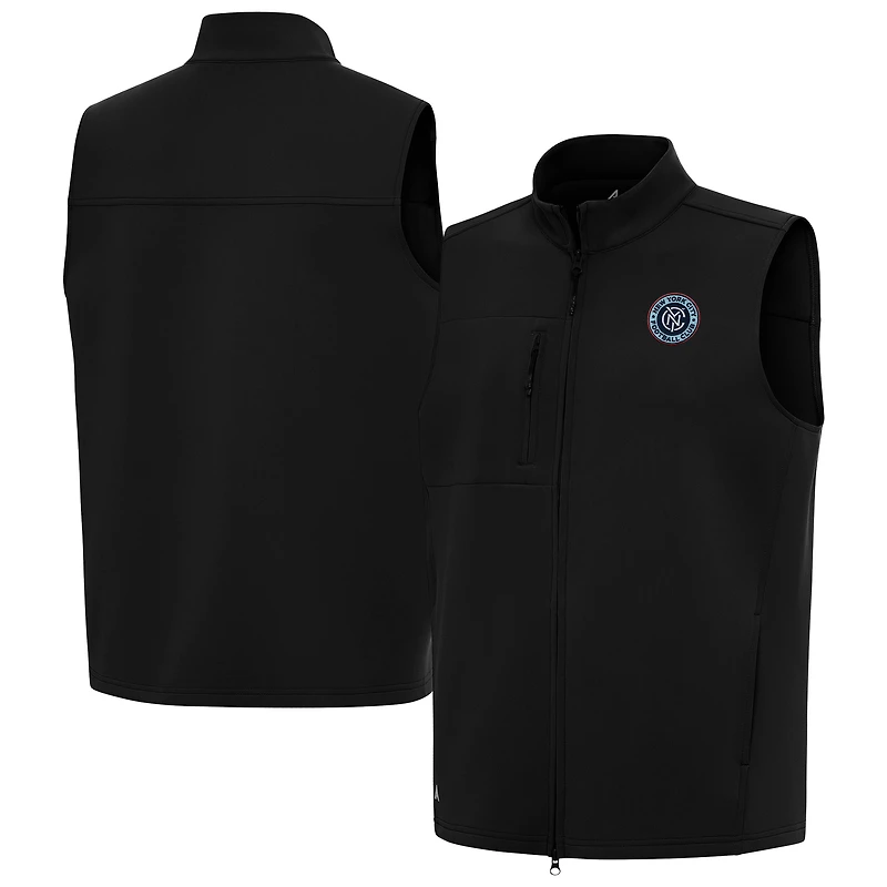 Men's Antigua Black New York City FC Demand Full-Zip Vest