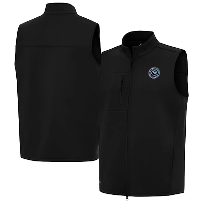 Men's Antigua Black New York City FC Demand Full-Zip Vest