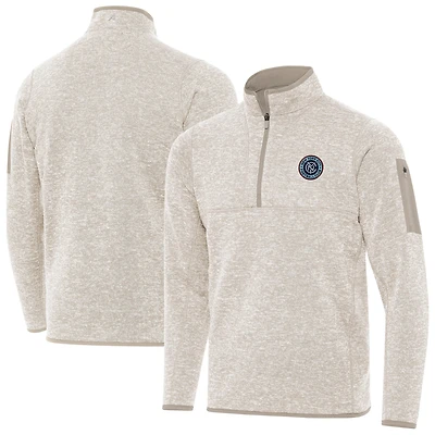 Men's Antigua  Oatmeal New York City FC Fortune Quarter-Zip Pullover