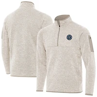 Men's Antigua  Oatmeal New York City FC Fortune Quarter-Zip Pullover