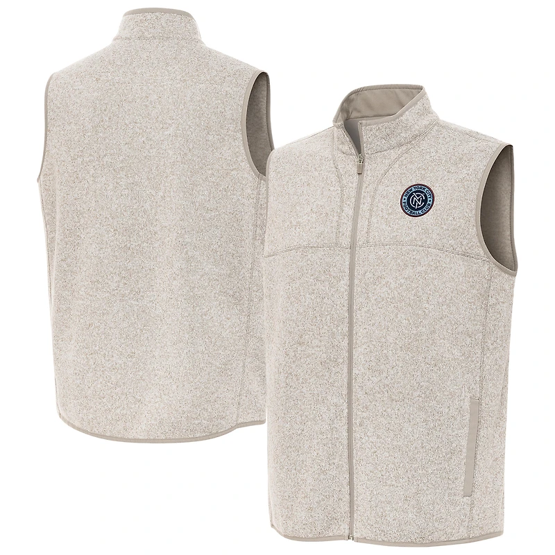 Men's Antigua  Oatmeal New York City FC Fortune Full-Zip Vest