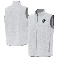 Men's Antigua  Heather Gray New York City FC Fortune Full-Zip Vest