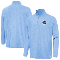 Men's Antigua  Heather Powder Blue New York City FC Hunk Quarter-Zip Pullover