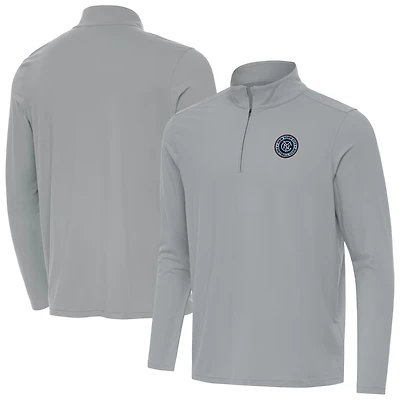 Men's Antigua Gray New York City FC Intent Quarter-Zip Pullover