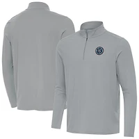 Men's Antigua Gray New York City FC Intent Quarter-Zip Pullover